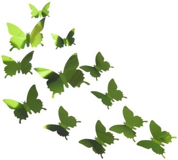 12Pcs 3D Spiegel Vlinder Muurtattoo Vlinder Muurstickers Lichtgewicht Duurzaam Thuis Decoratie Voor Deur Restaurant groen