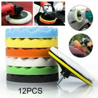 12Pcs 4in Wassende Buffing Spons Buffer Polijsten Pad Kit Voor Auto Polijstmachine