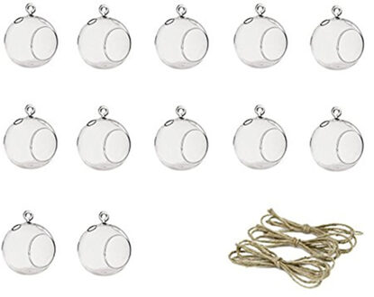 12Pcs 80 Mm Opknoping Theelichthouder Glas Globes Terrarium Bruiloft Kandelaar Kandelaar (12 Stks/set)