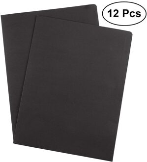 12Pcs A4 2 Zakken Kraftpapier Bestandsmap Bruin Houder Document Map Office Project Bestand Presentatiemap zwart