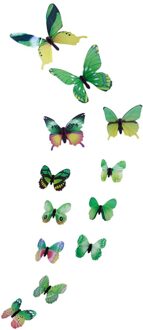 12Pcs Art Muurstickers Lichtgevende Vlinder Decal Kamer Magnetische Thuis Wanddecoraties Modieuze Decor groen