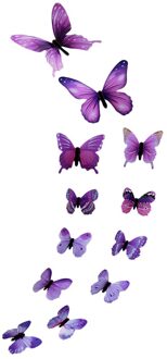 12Pcs Art Muurstickers Lichtgevende Vlinder Decal Kamer Magnetische Thuis Wanddecoraties Modieuze Decor paars