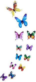 12Pcs Art Muurstickers Lichtgevende Vlinder Decal Kamer Magnetische Thuis Wanddecoraties Modieuze Decor veelkleurig