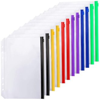 12Pcs Bindmiddel Zakken A5 Size 6 Gaten Rits Bindmiddel Pouch Mappen Voor 6-Ring Notebook Bindmiddel Losbladige tassen