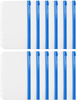 12Pcs Bindmiddel Zakken Rits Mappen A6 Transparante Losse Blad Pouch Vijlhouder Opslag Document Indienen Zakken Blauw