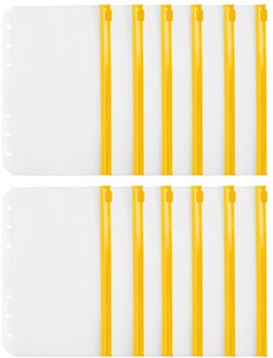 12Pcs Bindmiddel Zakken Rits Mappen A6 Transparante Losse Blad Pouch Vijlhouder Opslag Document Indienen Zakken geel