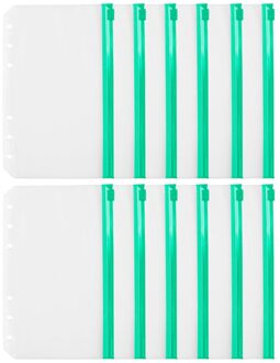 12Pcs Bindmiddel Zakken Rits Mappen A6 Transparante Losse Blad Pouch Vijlhouder Opslag Document Indienen Zakken groen
