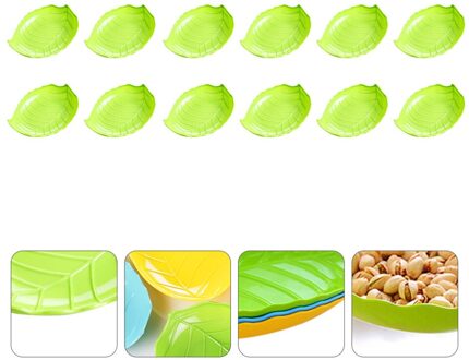 12Pcs Bladvorm Fruit Trays Thuis Voedsel Borden Opslag Trays (Groen)