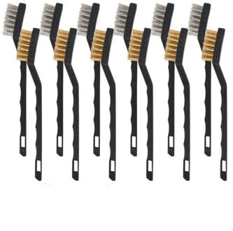 12pcs Cleaning Brushes Tool 7 inch Wire Brush Set Mini Micro Steel Brass Brush DIY Paint Metal Polishing Rust Remover