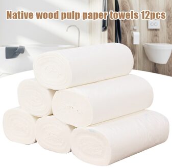 12Pcs Coreless Toiletpapier Roll Huishoudelijke 4-Layer Verdikte Zachte Veilige Houtpulp Wc Roll DC120