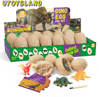 12Pcs Dinosaur Eggs Excavation Set DIY Dino Eggs Dig Kit Archaeology Science Stem Gift Model Educational Toy Gift For Kid Adult