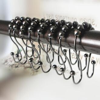 12pcs Duurzaam Roestvrij Rvs Bad Rollerball Douchegordijn Haken Glide Ringen Handig Thuis Badkamer Accessoires