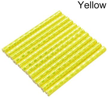 12Pcs Fiets Mountainbiken Velg Spoke Mount Clip Tube Waarschuwingslampje Strip Reflector Fietsen Licht Outdoor 75mm geel