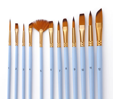 12Pcs Fine Detail Kwast Set Dubbele Kleur Taklon Haar Penselen Voor Acryl Olie Aquarel Kunstenaar Tekening Kits