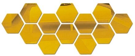 12Pcs Geometrische Hexagon Spiegel Muursticker Diy Home Decor Vergroten Woonkamer Verwijderbare Veiligheid Creatieve Muurstickers Decor G / 80x70x40mm