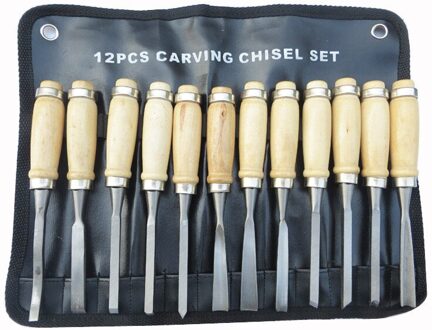 12Pcs Houtsnijwerk Hand Beitel Tool Kit Set houtbewerking Professionele Gutsen Beitel DIY Gedetailleerde Handgereedschap