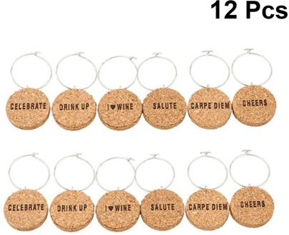 12Pcs Kurk Glas Bedels Diy Beker Glas Ringen Met Draad Hoepel Drink Markers Voor Partijen Feestdagen