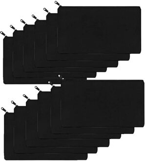 12Pcs Leeg Canvas Make-Up Cosmetische Tassen Pouch Met Rits, potlood Pen Pouch Case Diy Craft Tassen Voor Diy Craft (Zwart)