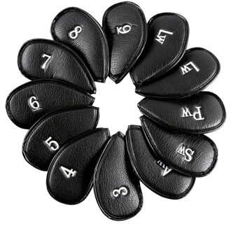 12Pcs Litchi Stria Pu Leather Head Cover Voor Golf Iron Club Putter Headcover Set 3-SW Universele Iron Club Headcovers
