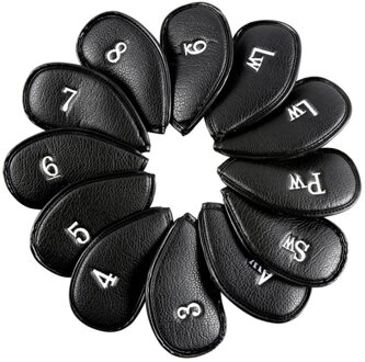 12Pcs Litchi Stria Pu Leather Head Cover Voor Golf Iron Club Putter Headcover Set 3-SW Universele Iron Club Headcovers
