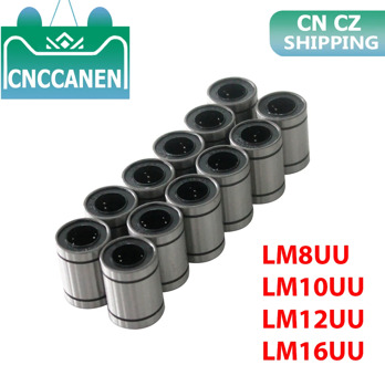 12PCS/LOT LM8UU LM10UU LM12UU LM16UU Linear Bushing 8mm 10mm 12mm CNC Linear Bearings for Rods Liner Rail Linear Shaft CNC Parts