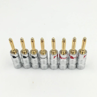 12pcs/lot New High quality 24K Gold Nakamichi Speaker Banana Plugs pure copper Audio Jack Connector Free Drop Shipping