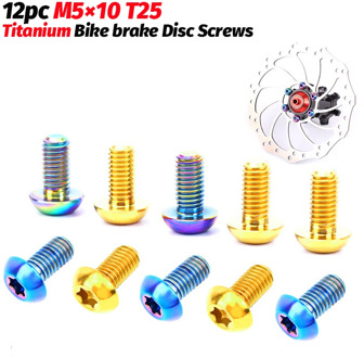 12pcs M5*10mm Titanium bicycle screw TC4 bike disc brake rotor fixing bolts ultralight MTB bike brake screws bicycle accessories