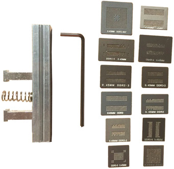 12pcs Memory Directly Heat BGA Reballing Stencils Template Holder Jig For DDR1 DDR2 DDR3 DDR5 Welding Rework Repair