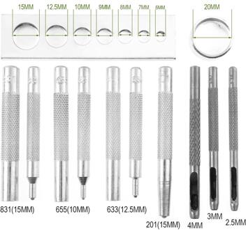 12Pcs Metal Lederen Craft Gereedschap Snap Klinknagel Fastener Knoppen Installatie Tool Kit Hand Punch Tool Set Diy Materiaal Accessoires