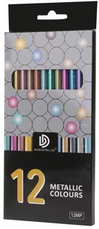 12Pcs Metallic Niet Giftig Gekleurde Tekening Potloden 12 Kleur Tekening Schetsen Potlood