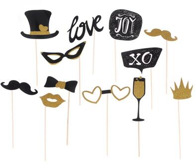 12pcs Party Prop Set Grappige Glitter Decoratieve Photo Booth Props Feestartikelen voor Foto Party Bruiloft