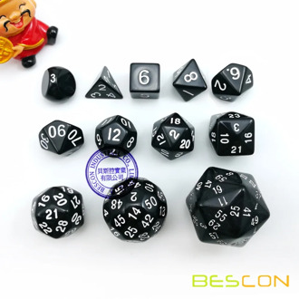 12pcs Polyhedral Dice Set D3-D60 60 Sides Dice Set D3 D4 D6 D8 D10 D% D12 D20 D24 D30 D50 D60 RPG Dice Set Black Color