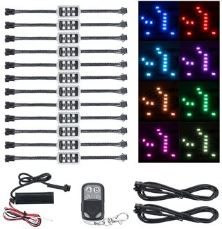 12Pcs Rgb 6 Smd Led Motorfiets Auto Sfeer Licht Smart Remlichten Met Draadloze Afstandsbediening Moto Decoratieve Strip lamp