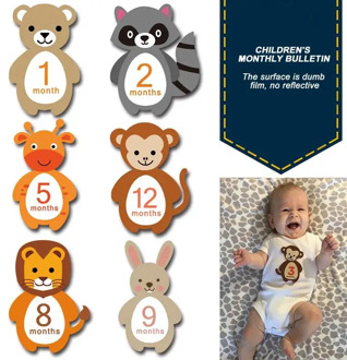 12pcs/Set Month Sticker Baby Photography Milestone Card Newborn Monthly Commemorative Stickers Props for Infant Growth Card Prop
