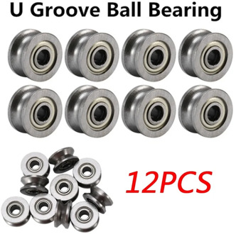 12Pcs/Set U604ZZ 4*12*4mm U Groove Ball Bearing Guide Pulley For Rail Track Linear Motion System