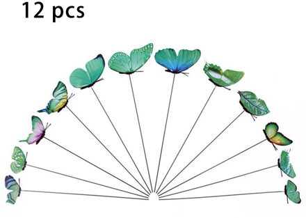 12Pcs Simulatie Vlinder Staaf Bloempot Vaas Ornament Tuinieren Bonsai Groene Plant Decoratie