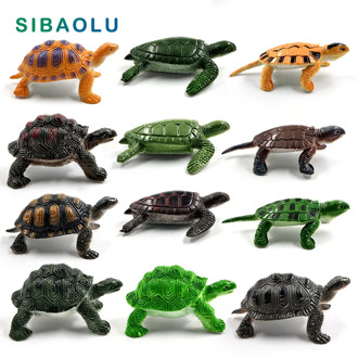 12pcs Simulation Sea turtle Tortoise figurine Animal model DIY home decor miniature fairy garden decoration accessories modern