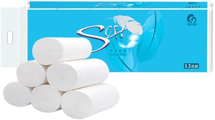 12pcs Soft Toilet Roll Paper Tissue 4layers Household Rollss Paper Home Bathroom Kitchen Accessorie Wood Pulp Roll Papers