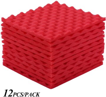 12Pcs Studio Akoestische Schuimen Panelen Geluidsisolatie Schuim 30*30Cm/12 * 12in Rood