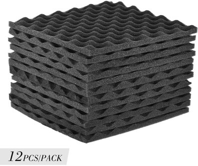 12Pcs Studio Akoestische Schuimen Panelen Geluidsisolatie Schuim 30*30Cm/12 * 12in zwart