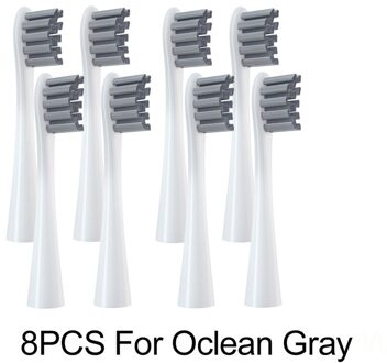 12Pcs Vervangen Opzetborstel Nozzles Voor Oclean X Pro/ X/Zi/F1/Air 2/een/Se Sonic Elektrische Tandenborstel Diepe Reiniging Hoofden 8stk grijs