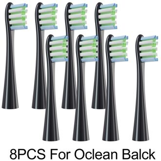 12Pcs Vervangen Opzetborstel Nozzles Voor Oclean X Pro/ X/Zi/F1/Air 2/een/Se Sonic Elektrische Tandenborstel Diepe Reiniging Hoofden 8stk zwart