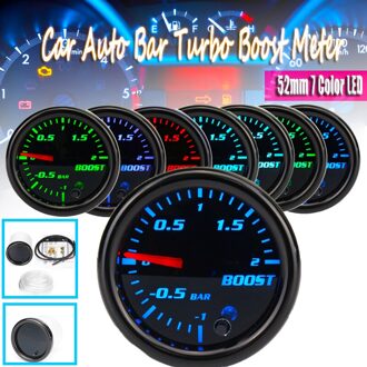 12V 2 "Auto Auto Bar Turbo Boost Meter 52Mm 7 Kleur Led Rook Gezicht-1 ~ 2 Bar Vacuüm Druk Gauge Meter Met Sensor En Houder