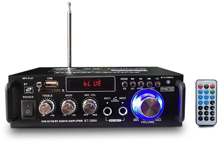 12V/ 220V BT-298A 2CH Lcd-scherm Digitale Hifi Audio Stereo Eindversterker Bluetooth Fm Radio Auto Thuis met Afstandsbediening