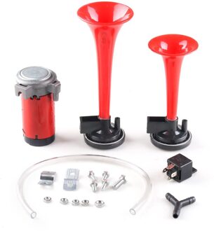 12V 24V 115dB Rood/Zwarte Auto Motorfiets Luchthoorn Trein Kit Dual Trompet Ultra Loud 12v / Rood