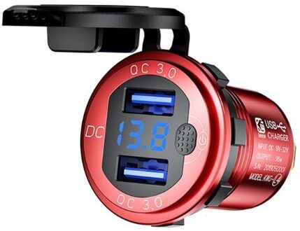 12V 24V 18W Aluminium Waterdichte Dual QC3.0 Usb Fast Charger Stopcontact Met Led Voltmeter Op Off schakelaar Voor Auto Marine Truck RBL