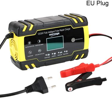 12V-24V 2/8A Volledige Automatische Auto Batterij Oplader Digitale Lcd Nat Droog Lood-zuur Power pulse Reparatie Intelligente Batterij-Oplader 8A EU plug