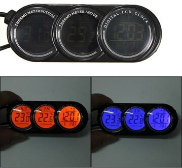 12V-24V 3 In 1 Auto Lcd Digitale Binnen Buiten Klok Thermometer Gauge