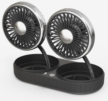 12V 24V 360 Graden Alle-Ronde Verstelbare Car Auto Air Cooling Dual Head Ventilator Laag Geluidsniveau Auto auto Cooler Ventilator Auto Fan Accessoires dubbele hoofd zilver