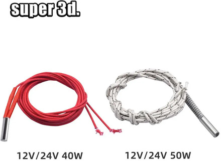 12V/24V 40W 50W Ceramic Cartridge Heater 6*20mm 1M /2M Cable 3D Printer Print Head HotEnd Extrusion parts Heating Tube element